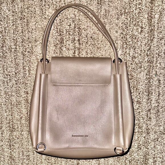 Expressions NYC Madison Ave Large Tote Bag Purse Beige Crossbody Handbag - Picture 2 of 8